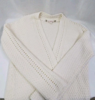 Cardigã feminino Chelsea violeta branco longline frente aberta boho mistura de lã inverno - Imagem 1 de 4