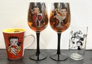 Betty Boop Glass Goblets, Coffee Cup And Drinking Glass. Boop-Oop-a-Doop - Picture 1 of 2