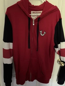 True Religion Classic Buddha Sweatshirt L Full Zip Hoodie Drawstring World Tour - Picture 1 of 10