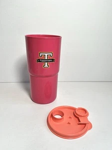 NEW Tupperware ThirstQuake Mega Tumbler 30 oz Pink & Peach T Logo 75 - Picture 1 of 4