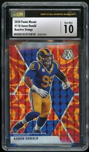AARON DONALD 2020 Panini Mosaic #118 Reactive Orange Prizm CSG 10 Gem Mint Pop 1 - Picture 1 of 2