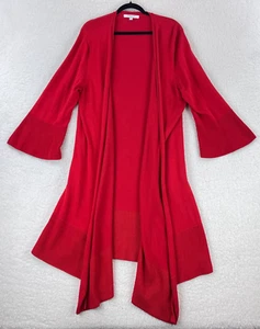 Foxcroft Red Long Open Front Cardigan Sweater Womens Knit Plus Size 3X - Picture 1 of 15
