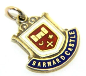 9ct 9carat Yellow Gold Barnard Castle Shield Charm  - Picture 1 of 6