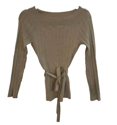 Suéter de punto acanalado color tostado del mercado negro de la Casa Blanca talla pequeña Foto 1 de 4