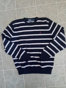 Vintage Polo Ralph Lauren Sweater Mens Extra Large Navy White Stripe Adult L - Picture 1 of 3