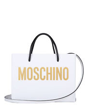 Moschino Womens Logo Lettering Leather Tote