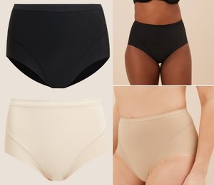 INSPIRE CHIC Leak Proof Briefs For Women's Cotton High Waist Elastic Waistband Full Coverage Tummy Control Period Underwear Small Black