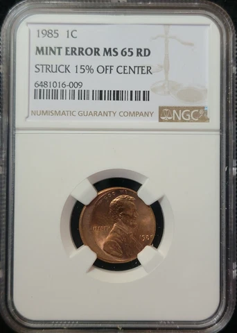 1985  1C NGC MS65RD 15% OC  6481016-009 Cover
