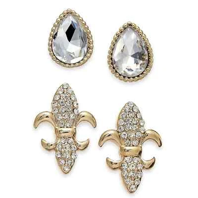 Charter Club tono dorado 2 piezas Juego de aretes de cristal precio de venta sugerido por el fabricante 29,50 USD Foto 1 de 2