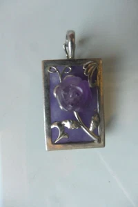 sehr schöner , alter Anhänger ,  925 Silber mit lila Stein und Rose - Bild 1 von 4