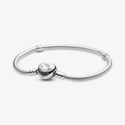 Auténtico Brazalete Pandora, Plata de Ley con Cierre de Corazón #590719 Foto 1 de 4