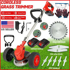 Cordless Electric Weed Lawn Eater Edger Yard Grass String Trimmer Cutter mower