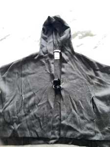 girls Zara knitwear poncho shrug size 8/9 dark gray hooded front tie - Picture 1 of 5