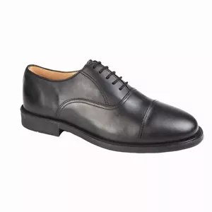 Grafters XM620A Hombres Cuero Negro Oxford Cadete Desfile Uniforme Zapatos Reino Unido 3-14 - Imagen 1 de 2