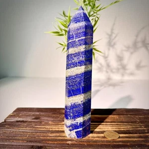 1.73LB  Natural blue striped stone crystal Obelisk quartz crystal energy column - Picture 1 of 13
