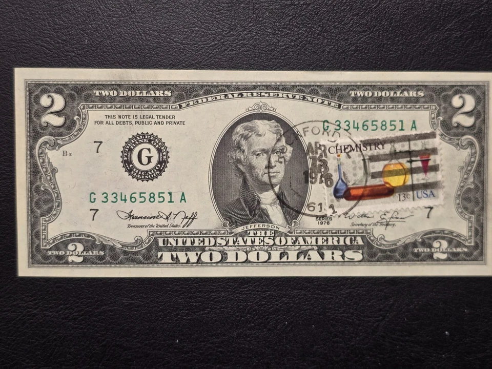 1976 Two Dollar Federal Reserve Note $2 First Day of Issue Postmarked UNC - Image 1 of 4