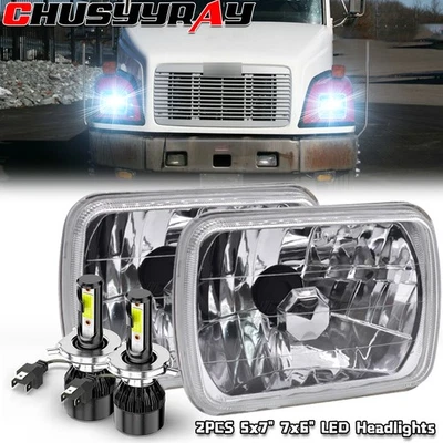 For Freightliner FL50 FL60 FL70 FL80 MT35 MT45 7x6'' 5x7 LED Headlight Hi-Lo Kit - Image 1 of 4