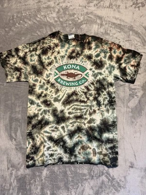 Kona Brewing Hawaiian T Shirt Men’s Medium Crazy Green Geometric Tie Dye Tee - Image 1 of 4