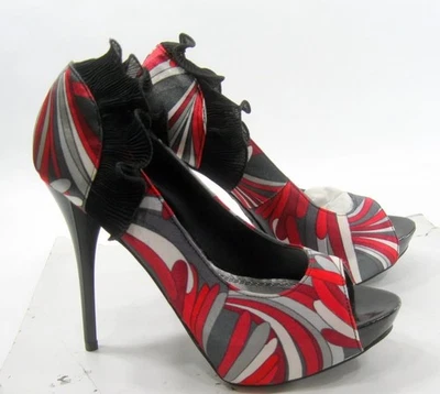 Anne Michell черный мульти 5 «Stiletto высокий каблук заглянуть носок оборки туфли женщин размер 8 - Изображение 1 из 4