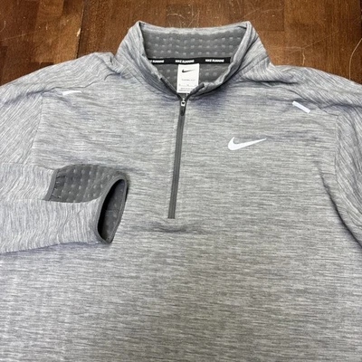 Jaqueta de corrida Nike Sphere Element Therma-Fit 1/4 zíper masculina tamanho XL cinza ferro - Imagem 1 de 4