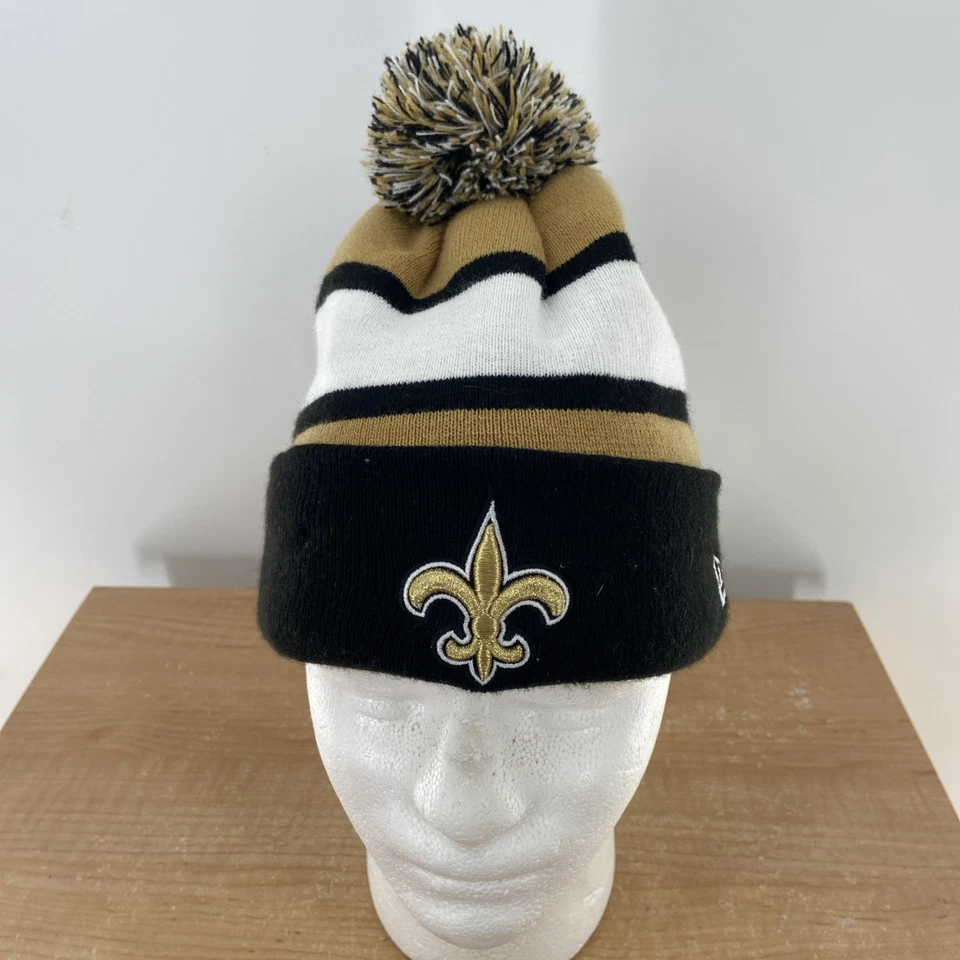 Мужская шапка New Orleans Saints OS серая вязаная шапочка-помпон New Era вышитая с подкладкой - Изображение 1 из 4