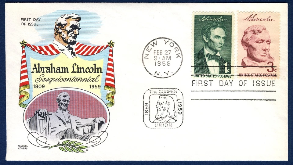 US 1959 Abraham Lincoln (1113) First Day Cover . Fluegel Cachet - Image 1 of 1