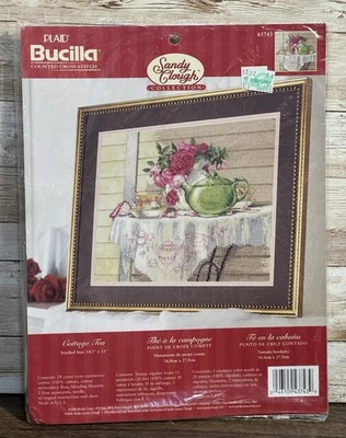 Bucilla Counted Cross Stitch Kit Cottage Tea Sandy Clough Collection #43743 - Image 1 of 4