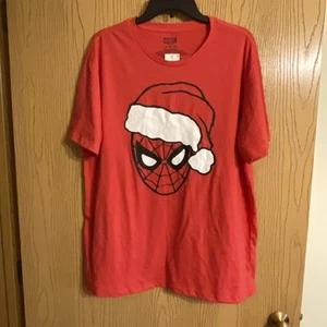New Marvel Men's Spider-Man Santa Hat Christmas Short Sleeve t-shirt, size XL - Picture 1 of 4