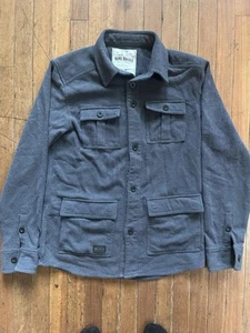 Mons Royale Merino Wool Blend Shirt Jacket Shacket Button Up Men M Grey 4 Pocket - Picture 1 of 7