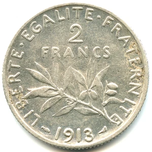 2 Franken Silber Sämaschine 1913 Nr. 5890 - Bild 1 von 2