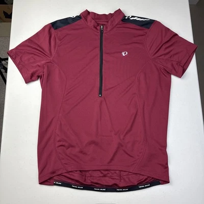 Pearl Izumi Cycling Jersey Red Maroon Half Zip Short Sleeve Shirt Top Mens Large - Image 1 of 4