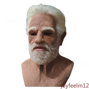 Realistische Halloween Latex menschliche Falten Gesichtsmaske alter Mann voller Kopf Kopf Kopfbedeckung 1 Stück - Bild 1 von 4