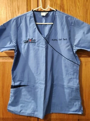 Adar Uniform Size Med. Medical Scrub Top & Pants Set Light Blue Monogrammed  - Image 1 of 4