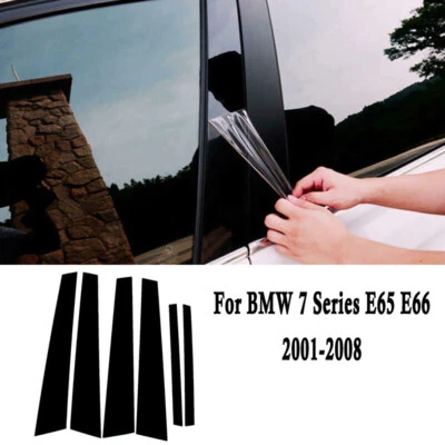 Postes de pilar negros brillantes moldura de puerta de ventana para BMW Serie 7 E65 E66 2001-2008 Foto 1 de 4