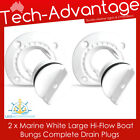 2 x White Large UV-RESISTANT Boat Marine Grade Hi-Flow Boat Bung Bungs & Base