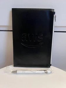 Amazon AWS Employee Black Promotional Portfolio Notepad Case Journal Planner Pen - Picture 1 of 24