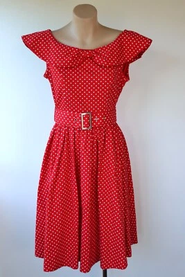 Lindy Bop Rockabilly Vintage Style Dress Red & White Polka Dot size 10 - image 1 of 4