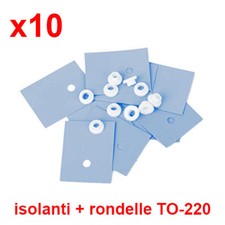 x10 Foglietti isolanti in silicone + boccole plastica transistor TO-220 - ITALIA