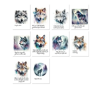 10 tarjetas en blanco Wolf 4x6 hechas a mano con sobres tarjetas hechas a mano Foto 1 de 4