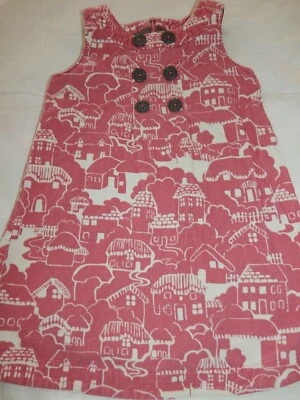 VTG Mini Boden Girls 5/6 Lined Pink Corduroy House Overall Dress So cute - Image 1 of 4