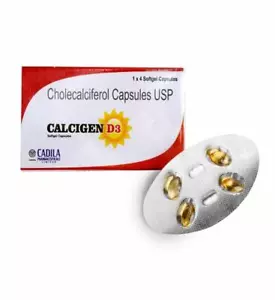 CADILA (Vitamina D3-Colecalciferolo) 60.000 UI, Confezione da 60 Capsule, Una Settimana - Foto 1 di 4