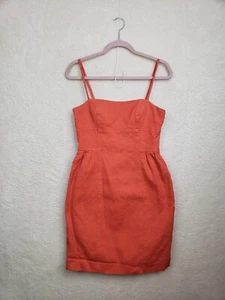 Morgan Mcfeeters Women Dress 6 Orange Cotton Blend Spaghetti Sleeve Sheath K L - Picture 1 of 17
