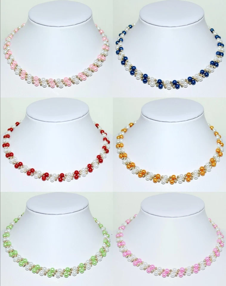 Damen Perlen Schmuck, Ketten, Kunst Perlen Armband, Hals-Kette 16-50cm Neu 1 St. - Bild 1 von 1