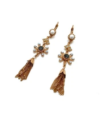 Mariana Earrings Clear,Blue Laggon & White Swarovski Crystals Madagascar Afri... - Image 1 of 3