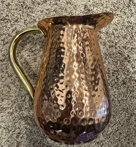 NEW Copper Water Pitcher Jug With Lid - 10" total height, 2000ml, 2L Capacity - Picture 1 of 5