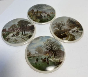 Juego de invierno de porcelana W. Germany Kaiser - 4 mini escenas decorativas, 3,25" - Imagen 1 de 9