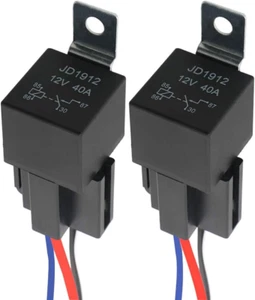 2 Pieces 4 Pin Car Relay, 12V 40A SPST Automotive Relay with Harness Socket and - Picture 1 of 12