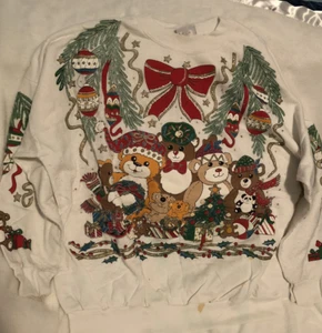 Vintage Holiday Time Ugly Christmas Sweater 22 White Bears Sh1 - Picture 1 of 5