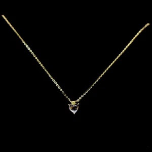 Gemstone 7 x 7 MM. White Topaz & Green Peridot Pendant & Necklace 19" 925 Silver - Picture 1 of 5