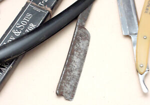 ANTIQUE Barber's Outfit STRAIGHT Razors Clipper Blades Sheffield Morley Guarino